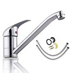 Hot & Cold Single Handle Lever Kitchen Sink Mixer Tap Basin Mixer Tap Faucet with Swivel Spout Polished Chrome Free Fixings