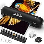 Qfun 9-Inch A4 Thermal Laminator, 6-in-1 Portable Laminating Machine with 20 Sheets, Black