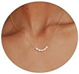 CAROVO Dainty Pearl Pendant Necklac