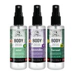 Body Fresh Mist - 3 PACK - Organic Deodorizing Mists with Premium Essential Oils. Light, Refreshing and Great for Skin. Canadian Made. Lavender, Mint & Forrest.
