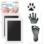 XL Clean Touch Ink Pads for Baby Handprints and Footprints,Zemiu 2 Pieces Inkless Hand and Footprint Kit with 6 Imprint Cards,No Mess Baby Safe, DIY Newborn Keepsake, Pet Paw Prints Kit