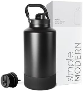 Simple Modern Trek Pivot | Gallon Water Bottle Jug with Handle & Boot | Interchangeable Straw & Chug Lids | Large Insulated Stainless Steel | Sports Camping Outdoors | 128oz, Midnight Black