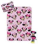 Jay Franco Disney Minnie Mouse Travel Set - 3 Piece Kids Travel Set Includes Blanket, Pillow, Plush (Offical Disney Pixar Product)