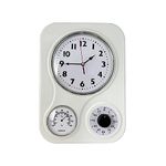 Lily's Home Retro Kitchen Clock with Temperature and Timer (White)