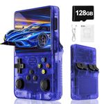 Blidinner R36S Retro Handheld Video Game Console -With Linux System,3000mAh Battery,3.5 Inch Screen,30000+ Classic Games,Portable Game Console for Present to Give Friends for Christmas-(Blue)(128GB)