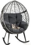 YITAHOME Rocking Egg Chair with Cushioned Comfort, 250lb Capacity, Anti-Slip, All-Weather Resilient Wicker Rattan Design for Indoor & Outdoor Relaxation Spaces, Grey