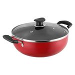 Vinod Zest Inducto Non Stick Deep Kadhai with Glass Lid - 5.5 Litre, 28cm | 3mm Thick | 3 layer Coating | Swiss Quality | Metal Spoon Friendly | Induction Base | 1 Year Warranty