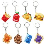 Steemjoey 8 Pcs Fidget Keyring, Snack Mini Pop it Keychain, Hamburger keychain Stress and Anxiety Relieving Tabletop Sensory Toy for Children and Adults with ADHD, Autism, OCD