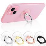 Jsoerpay Cell Phone Ring Holder, Transparent Ring Holder 360°Rotation Finger Ring Stand, Clear Cell Phone Kickstand Compatible with Most of Phones, Tablet and Case, (1Silver+1Black+1Rose Gold+1Gold)