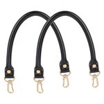 AUEAR, 2 Pieces Leather Handles Purses Straps Black Handbag Strap with Swivel Lobster Buckles 15.7 Inches