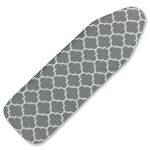 Ironing Board Cover and Pad,Sewn-in Thick Feltpads,Elastic Edge,15"x48"Scorch & Stain-Resistant Replacement Ironing Board Cover,Fits Standard Ironing Boards,Durability&Easy to Install(Grey Grid)