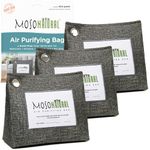 Moso Natural Air Purifying Bag 600g (3 Pack). A Scent Free Odour Eliminator for Kitchens, Bedrooms, Living Rooms, Pet Areas. Premium Moso Bamboo Charcoal Odour Absorber. Freestanding Design.