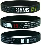 Ezekiel Gift Co. Christian Wristbands for Guys (6-pack) - John 3:16, Romans 12:2, and Joshua 1:9 - Religious Bible Gifts for Him Christian Men