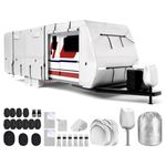 Mofeez Oxford Fabric Travel Trailer RV Cover, Camper Cover with 300D Oxford for The Top, 24'-27' Tearproof Waterproof Windproof Travel Trailer Cover with 4 Tire Covers, Jack Cover and Zippered Doors