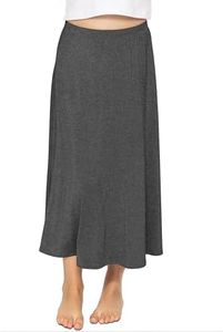 STRETCH IS COMFORT Girl's A-Line Skirt Ankle Length Charcoal Gray X-Large