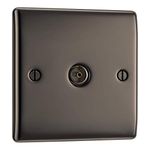 BG Electrical Single Co-Axial Socket, Black Nickel