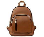 YANAIER Women Leather Backpack Purse Anti-Theft Mini Backpack Casual Waterproof Small Daypack for Girls Brown