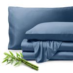 Bare Home 100% Rayon Made from Bamboo Split Head Flex King Sheet Set - 4 Piece Bedding Set - Deep Pockets - Breathable - Easy Fit - Bedding Sheets & Pillowcases (Split Head Flex King, Coronet Blue)