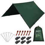 KALINCO Waterproof Camping Tarp, 10X12FT Hammock Rain Fly Tent Tarp, Multifunctional Tent Footprint, Lightweight and Compact for Backpacking, Hiking (Green-10X12FT)