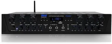 Pyle Wireless Home Audio Amplifier System - Bluetooth Compatible Sound Stereo Receiver Amp - 6 Channel 600 Watt Power, Digital LCD, Headphone Jack, 1/4'' Microphone IN USB SD AUX RCA FM Radio