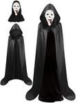 LOOPES Halloween Ghostface Costume Ghost Face Mask with Cape Scream Mask Funny Skull Face Mask for Adults Call of Duty Ghost Mask Scary Mask Halloween Costume Cloak Cosplay Party (Tongue Out