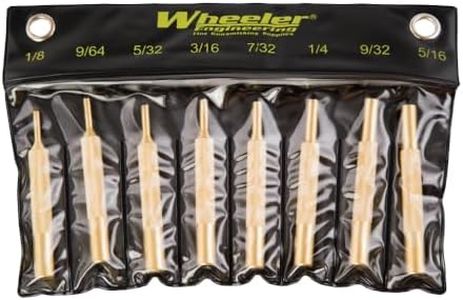Wheeler 8-Piece Brass Punch Set in Labeled Rollup Storage Bag for Drifting Sights and Gunsmithing