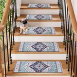 OJIA Rubber Stair Treads Set of 7, Non Slip Stair Treads for Wooden Steps, 8"x30" Stairway Grips Strips Runner, Non-Skid Stair Mats Staircase Step Carpet Treads for Kids and Dogs