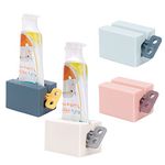 4 PCS Toothpaste Squeezer, Rolling Tube Toothpaste Squeezer with Frosted Handles Toothpaste Holder Stand Bathroom Organizer,Saves Toothpaste and Creams (4 colors)