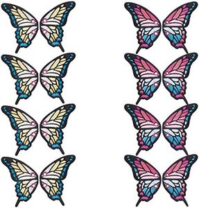 CHGCRAFT 16 Pieces 4 Styles Roller Skate Pendant Butterfly Shoelaces Charm Computerized Embroidery Cloth Butterfly Wings Shoe Lace Charm Decoration for Roller Skates Shoes 86 x 50 x 2 mm, Plastic