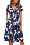 OUGES Summer Womens Maternity Dresses V-Neck Midi Sundress Nursing Dress Casual Floral Breastfeeding Dress with Pockets