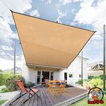 HIPPO Hdpe Fabric 85% Sun Blockage Rectangle Shade Sails With Polyester Band Reinforced Complete Protection From Sun & Uv Rays For Outdoor, Patio Beige Color (9.5Ftx16.5Ft) Pack Of 1 Pc