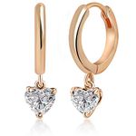 MINUTIAE Rose Gold Plated Heart Solitare Dangling Clip On Earring Austrian Zirconium Earring For Women And Girls, Heart Shaped Diamond -Rose Gold