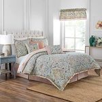 WAVERLY Artisanal Ikat-Mineral Bedding Set with 2 Coordinating Shams, Queen