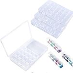 Diamond Embroidery Box, FOME 3 Pack Clear Diamond Painting Storage Box Containers Each with 28 Mini Compartments Grids Mosaic Kits Accessories Storage Box and Cross Stitch Tools for DIY Art Craft