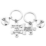 PLITI Funny Short Tall Matching Keychain Every Short Girl Needs a Tall Best Friend Keyring Set Of 2 Best Friends Partner Friendship Gifts Best Friend BFF Sister Cousins Couple Gift (short tall BFF puzzle set CA)