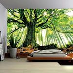 ENJOHOS Nature Forest Thick Tree Wall Tapestry Middle Large 3D Print Wall Art Hanging for Bedroom Living Room Dorm Decor,(Green and White, 90" W x 59" T(230 x 150 cm))