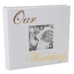 Modern White Wedding Day Photo Album with Gold Foil Text - Holds 80 4x6 Pictures - Wedding Gift Idea for a Special Couple by Happy Homewares