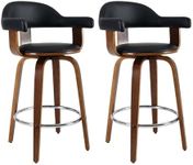 Artiss Bar Stools Stool Set of 2 Kitchen Swivel Counter Barstools Dining Chair Chairs Gas Lift Leather Backrest Black in 63cm Seat Height Floor for Home Bar Dining Room Cafe Outdoor Indoor