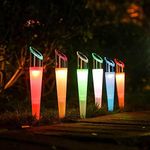 pearlstar Solar Lights Outdoor Garden Pathway Lights LED White&Color Changing Landscape Lighting Waterproof for Path Lawn Patio Yard Walkway Driveway,4 LED Bulbs& 2 Lights Effect (6pack)