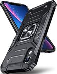 DASFOND Designed for iPhone XR Case, Military Grade Shockproof Protective Phone Case Cover with Enhanced Metal Ring Kickstand [Support Magnet Mount] for iPhone XR, Black