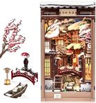 CUTEBEE Book Nook Kit - DIY Miniature House Dollhouse for Adults, Japanese Kyoto Winter Street Scene, Bookshelf Decor 3D Wooden Puzzle Model Kit, Diorama Bookish Gifts (Kyoto Snow Scene)