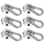 GothicBride Pack of 6 Magnetic Hooks 30 kg Pulling Force Magnet Hooks Heavy Duty, Strong Magnetic Hooks with Rotating Carabiner for Kitchen, Bathroom, Lockers (6)