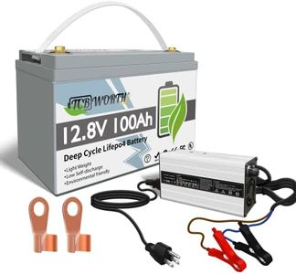 LiFePO4 Battery 12V 100Ah Lithium Batteries with 100A BMS, Deep Cycle Rechargeable Lithium Iron Phosphate Battery with 14.6V 20A Lithium Charger, for Solar, Marine, Trolling Motor