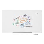 Nobo Glass Magnetic Whiteboard with Removable Pen Tray, 1260 x 710 mm, InvisaMount Mounting System, Impression Pro, Brilliant White, 1905177