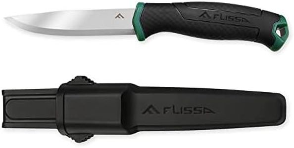 FLISSA Bushcraft Knife, Fixed Blade Knife with Nylon Sheath, Stainless Steel Blade, Ideal for Camping, Backpacking, Fishing, Hiking 4 Inch