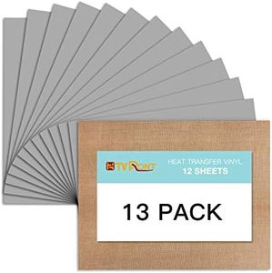 Silver HTV Heat Transfer Vinyl Bundle: 13 Pack 12" x 10" Silver Iron on Vinyl for T-Shirt, Heat Transfer Vinyl Compatible with Cricut Cutting Machine, Silhouette Cameo or Heat Press Machine
