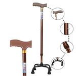 MCP Jindal Aluminium Quadripod Adjustable Four Legged Walking Stick for Old People Support, Men, Women, 4 Leg Cane Stick (Brown)