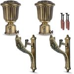 JKC Antique Curtain Bracket - Antique Gold Rajwadi Finish, Ideal Curtain Rods and Brackets, Curtain Holder, Curtain Brackets or Curtain Knobs for 1 Inch Curtain Pipe (Pair of 2)