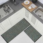 house of handmade™- Anti Slip Kitchen Mat Combo- 2 Pieces (Runner+Mat) Size- 50X140 & 50X80 cm, Handwoven Cotton Floor Rugs, Machine Washable. Black Melange