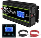 Novopal 3000 Watt Pure Sine Wave Inverter 24V to 230V 240V Car Converter Power Inverter with Lcd Display 2AC Outlets And Usb Port-Remote Control for motorhomes,Truck,Boat,camping,household,Van